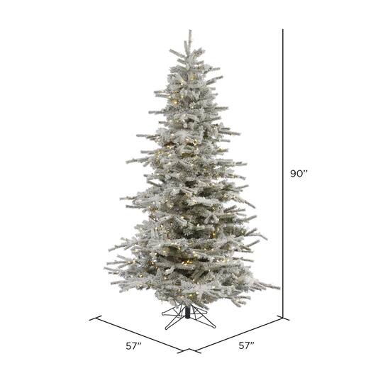 7.5ft. Pre-Lit Flocked Sierra Fir Artificial Christmas Tree, Pure White Dura-Lit® LED Lights